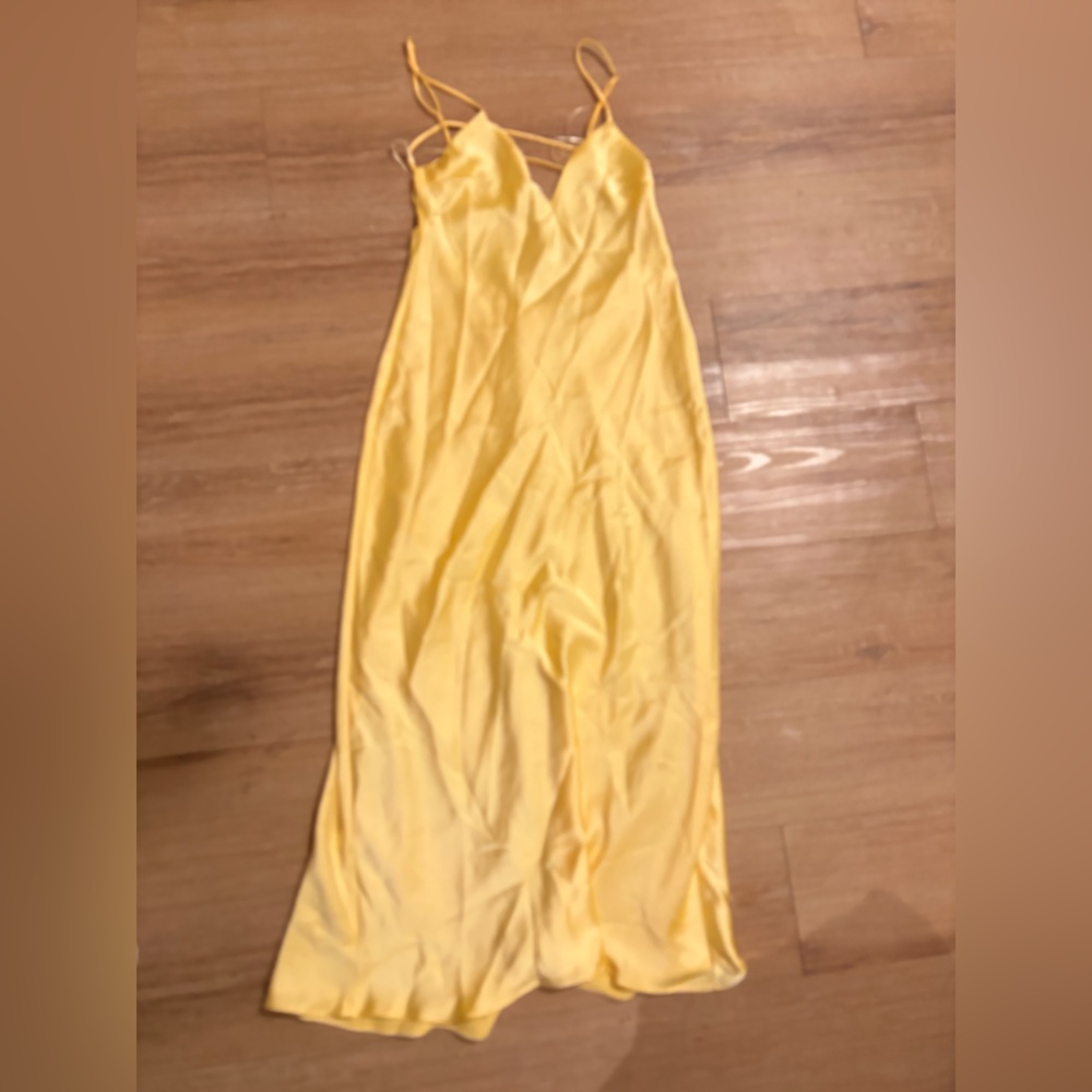 Zara Yellow Satin Dress
